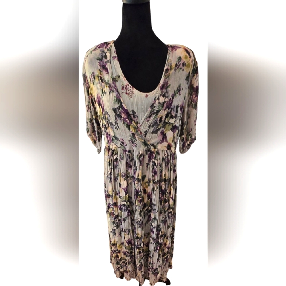 Lola P Vintage 90s Floral Rayon Maxi  Dress NWT Womens Small Petite